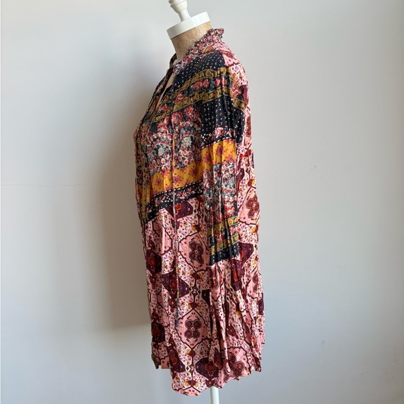 Umgee Mixed Paisley Bell Sleeve Boho Style Dress LARGE - Picture 7 of 12